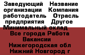 Заведующий › Название организации ­ Компания-работодатель › Отрасль предприятия ­ Другое › Минимальный оклад ­ 1 - Все города Работа » Вакансии   . Нижегородская обл.,Нижний Новгород г.